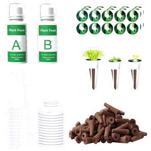 Yoocaa 80pcs Seed Pod Kit for Aerogarden, Grow Anything Kit with 24Grow Sponges, A&B Nutrient Plant Food, 30Labels, 12Grow Baskets, 12Grow Domes, Compatible with Hydroponics Supplies from All Brands