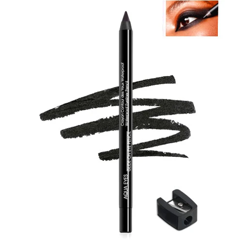 LYSdefeu Black Gel Eyeliner Pencil with Sharpener-1Pcs Waterproof Smudgeproof Black Matte Gel Eyeliner,Fade-Proof Eye Liner Pen,Easy-to-Sharpen Pencil for Women Cat Eye/Smoky Eye Makeup,Valentine'day Gift