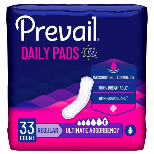 Prevail Daily Female Incontinent Pad Regular Length 14-1/4 Inch Length PV-923/1, 64, 132 Ct