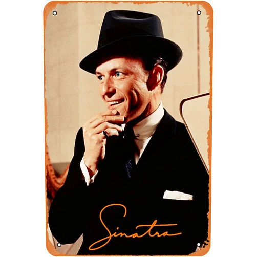 WAYALIIS Musician Frank Sinatra Poster Vintage Tin Sign Retro Metal Sign for Cafe Bar Man Cave Office Home Wall Decor Gift 12 X 8 inch