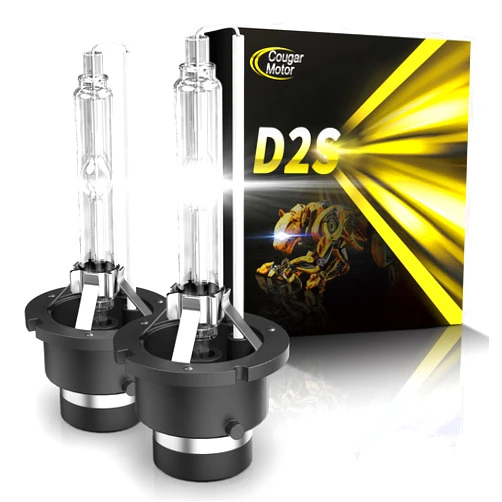 Cougar Motor D2S Hid Bulbs 10000K Fog Lights, High Low Xenon Bulb with Metal Stents Base, Pack of 2