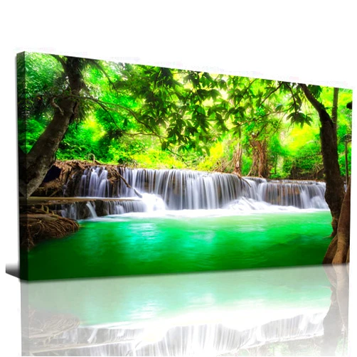 Haichuang Decor Art Wall Art Waterfall Tree Landscape Picture Canvas Wall Art Print Paintings Modern Artwork for Living Room Wall Decor and Home Décor Framed Ready to Hang,2cm Thick Frame, Waterproof Artwork.