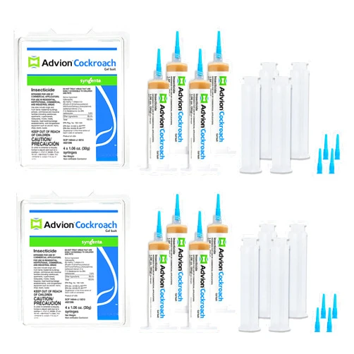 Advion Cockroach Gel Bait, 4 Tubes x 30-Grams, 4 Plunger and 4 Tips, German Roach Pest Control, Indoor and Outdoor Use, Roach Killer for American, German and Other Major Cockroach Species (2 Pack)