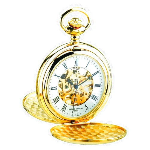CHARLES-HUBERT PARIS Charles-Hubert, Paris Gold-Plated Mechanical Pocket Watch