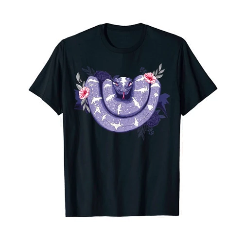 Python packy Python hand drawn snake flowers T-Shirt