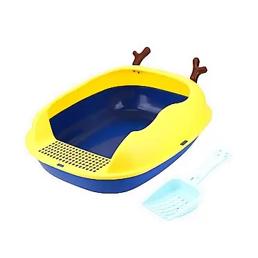 Cyllde Pet dustbin Cat Litter Box Proof Semi Enclosed Large Space Kitten Toilet with Shovel for Hamsters Small Dogs