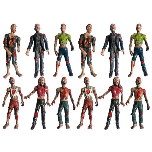 PowerTRC Toy Zombie Action Figures with Movable and Detachable Joints | Mini Zombie Figurines | Great for Presents, Decoration, and Party Favors | Pack of 6, 4 Inches Tall Zombies (12 Pcs)
