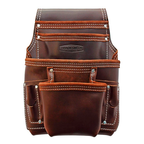 TradeSmith TS5243- 10 Pocket Top Grain Leather Tool Pouch