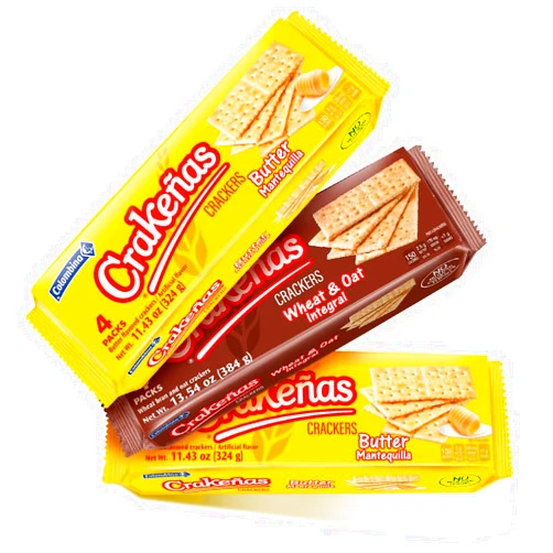 Colombina Crakeñas (Crakenas) 3-Pack Assorted Cracker Bundle - 2 Packs of Butter-Flavored Crackers, 1 Pack of Whole Wheat & Oat Crackers w/ 12 Saltines Each (144 ct) (11.43 oz per pack)