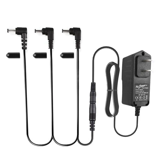 Mr.Power Guitar Effects Power Supply Adapter 9V DC 1A (1000mA) with Daisy Chain Cord Cable and Insulated Cap (9V Adapter + 3 Way Cable)