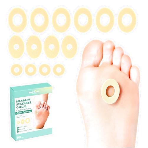 Welnove Corn Cushions for Toes - 90 Count Callus Cushions with Water-Resistant Self-Stick Adhesive, Upgraded Adhesion, Provide Cushioning and Reduce Pain from Corns Rubbing, Protects Foot and Toes