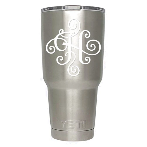 ViaVinyl Monogram die cut decal/sticker. CLICK FOR COLOR/LETTER OPTIONS. AVAILABLE IN FOUR COLORS AND ALL LETTERS A-Z! Great for windows, Yeti and RTIC tumblers, Macbooks and more! (Letter 