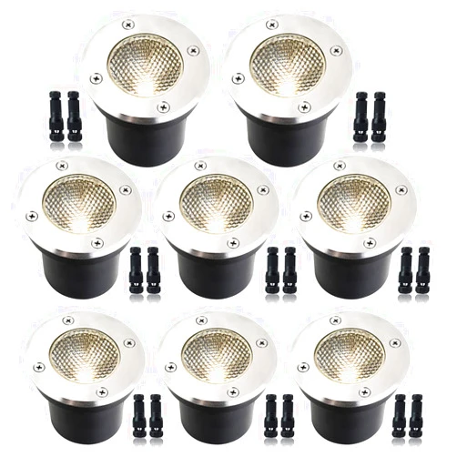 EAGLOD 12W LED Well Light, Low Voltage Landscape Lights,12V-24V Outdoor In Ground Lights, IP67 Waterproof Landscape Lighting with Honeycomb Version 3000K Warm White for Garden,Driverway… (8 PACK)