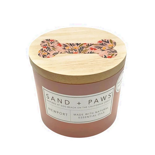 Sand + Fog Sand + Paws Scented Candle - Newport - Additional Scents and Sizes –Luxurious Air Freshening Jar Candles Neutralize pet Odors and Enhance Home décor – 100% Cotton Lead-Free Wicks - 12 oz