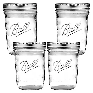 Generic Wide Mouth Mason Jars 16 oz - (4 Pack) - Ball Wide Mouth Pint 16-Ounces Mason Jars With Airtight lids and Bands - For Canning, Fermenting, Pickling, Freezing, Storage + M.E.M Rubber Jar Opener Included