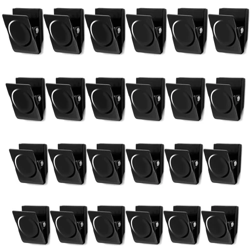VNDUEEY 24Pcs Strong Whiteboard Magnets Magnetic Clips Heavy Duty, Refrigerator Magnets, Black Metal Magnet Clips for Home, Office, Classroom Teacher Supplies