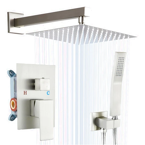 KINLIV Shower Faucet Set Brushed Nickel - Rainfall Shower System, 10