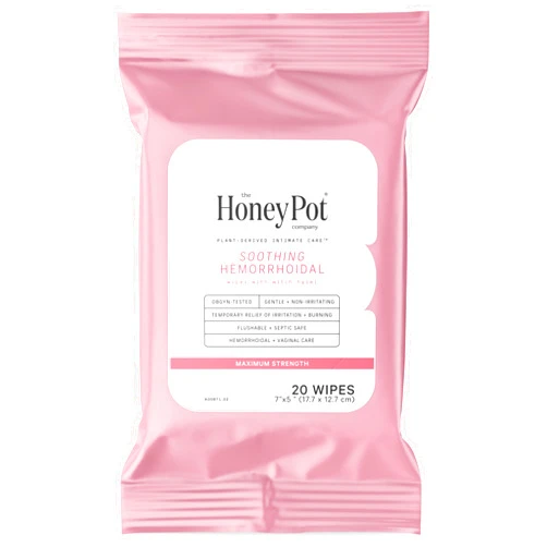 The Honey Pot Company - Soothing Witch Hazel Feminine & Hemorrhoid Wipes - Postpartum Essentials - Pregnancy Must Haves - Ph Balanced - Flushable Hemorrhoid Treatment - Fill Post Partum Kit - 20ct