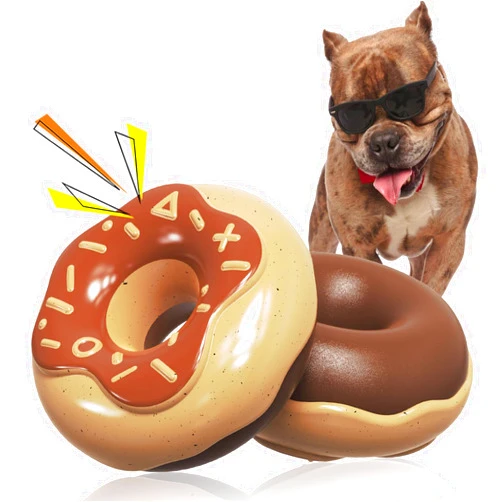 Monotre Dog Chew Toys for Aggressive Chewers, Indestructible Tough Squeaky Mental Stimulation Teeth Grinding Interactive Dog Chew Toys for Small/Medium/Large Dog Breeds, Creamy Scent Donut Brown