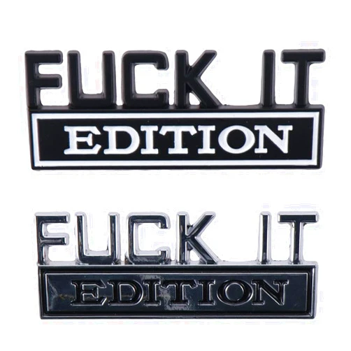 BYOBYO 2PCS Fuck IT Edition Emblem Decal 3D Letter Fender Badge Stickers Car Exterior Emblems Badge Metal Logo Sticker Decal Self-Adhesive Fender Stickers Replacement Car Exterior Decorations(Style1)