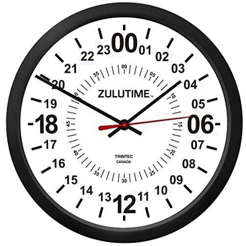 Trintec 24 Hour Military TIME SWL Zulu TIME White 24HR White Wall Clock 10