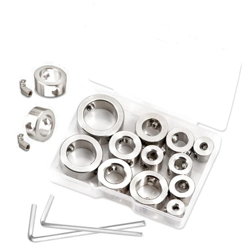 LEONTOOL 12 Pcs 3-16mm Drill Bit Depth Stop Collar Set 304 Stainless Steel Drilling Limit Ring Drill Bit Stop Collar Set Stop Bit Collar Set Drill Tool with Hex Wrenches and Storage Box