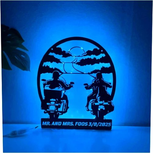 Craftnamesign Custom Motorcycle Couple Metal Sign Wall Art, Personalized Motorbike Name Sign Wall Decor, Couple Gifts, Couple Sign, Motorcycle Wall Décor
