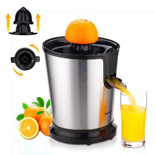 Homeleader Electric Citrus Juicer, Lemon Squeezer with Stainless Steel, Orange Squeezer with Two Cones, Powerful Motor for Grapefruits, Orange and Lemon, Black