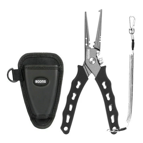 Booms Fishing F07 Fishing Pliers Hook Remover, Split Ring Pliers Stainless Steel, Saltwater Fishing Tools with Lanyard and Sheath, Fishing Gift for Men