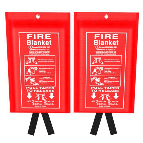 Jeagou Emergency Fire Blanket for Kitchen and Home, 2 Pack 39.37” x 39.37” Fiberglass Fire Safety Blankets for Survival, Suppression Fire Retardant Blanket