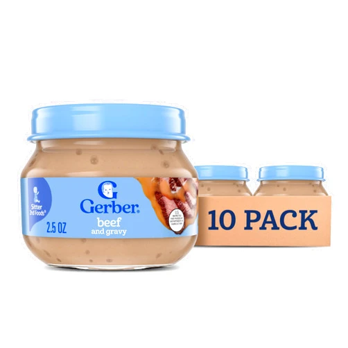 Gerber Baby Foods 2nd Foods Meat, Beef & Gravy, Mealtime for Baby, 2.5 Ounce Jar (Pack of 10)