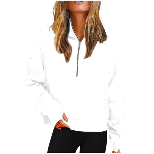 Lenago Scuba Dupes Sweatshirt Quarter Zip Pullover Sweaters Long Sleeve Fleece Half Zip Cropped Hoodies Fall Winter Outfits
