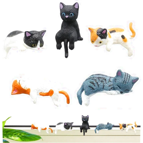 OULIGET Miniature Cute Cat Figurines,Mini Cat Fairy Garden Bonsai Decorations,Funny Micro Landscape Ornaments for Outdoor Garden Lawn Pot Car Dash Decor,5 Pieces
