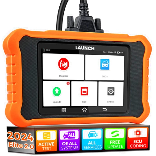 LAUNCH Creader Elite V2.0 for BMW OBD2 Scanner, 2024 Full Systems Bi-Directional Scan Tool, All Reset Services, ECU Coding, Active Test, Battery Registration Tool for BMW/Mini/RR,Lifetime F-Ree Update