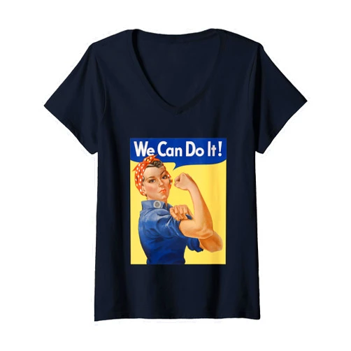Great Paintings Designs Womens We Can Do It Rosie The Riveter, Feminist | WWII Rosey Rosy V-Neck T-Shirt