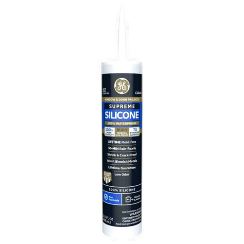 GE Supreme Silicone Caulk for Window & Door - 100% Waterproof Silicone Sealant, 7X Stronger Adhesion, Shrink & Crack Proof - 10 oz Cartridge, Clear, Pack of 1