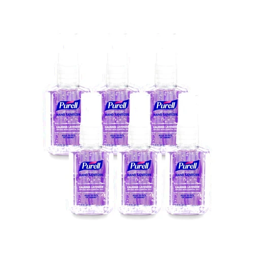 Purell Advanced Hand Sanitizer Gel Infused with Essential Oils, Calming Lavender, 2 fl oz Travel-Size Pump Bottle (Pack of 6), 3905-04-EC