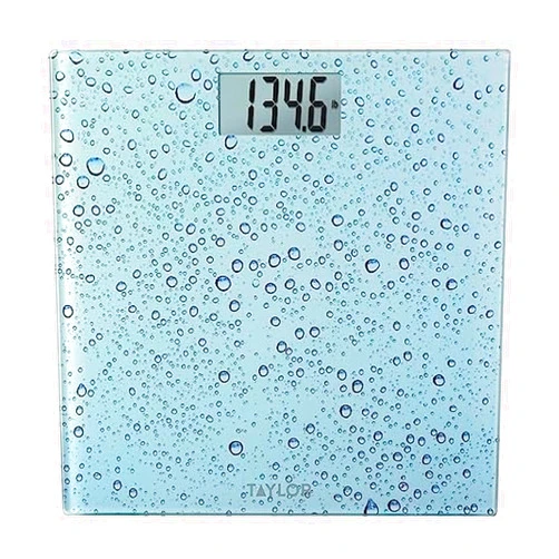 Taylor Digital Scales for Body Weight, Highly Accurate 400 LB Capacity, Auto On and Off Scale, 11.8 x 11.8 Inches, Water Drop Blue
