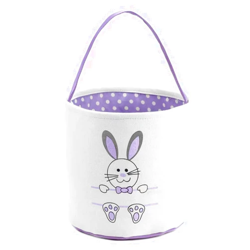 DIRUQSD 1 Pack Easter Bunny Basket Egg Bags for Kids,Easter Burlap Tote Egg Bags Gift Baskets,Easter Egg Hunt Basket with Handle,Canvas Fluffy Tails Rabbit Bags Buckets for Kids Easter Party Decoration