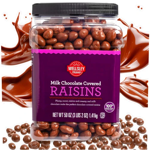 Wellsley Farms Milk Chocolate Covered Raisins, 3 lbs 2 oz - Creamy Milk Chocolate & Sweet Sun-Dried Raisins, Kosher & Gluten-Free