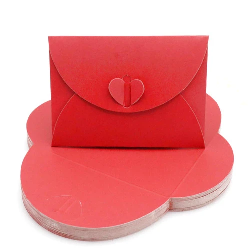 Joyangy 32pcs Heart Clasp Mini Envelopes, Red Cute Tiny Envelopes, Cute Present Card Holder for Love Letters & Personal Notes, Wedding Greeting Party
