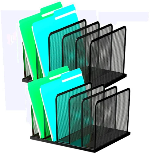 Kuntine.B Desk File Organizer 5 Upright Mesh Desktop Organizer File Sorter Office Organization File Holder for Home, Office & Classroom, 2 Pack
