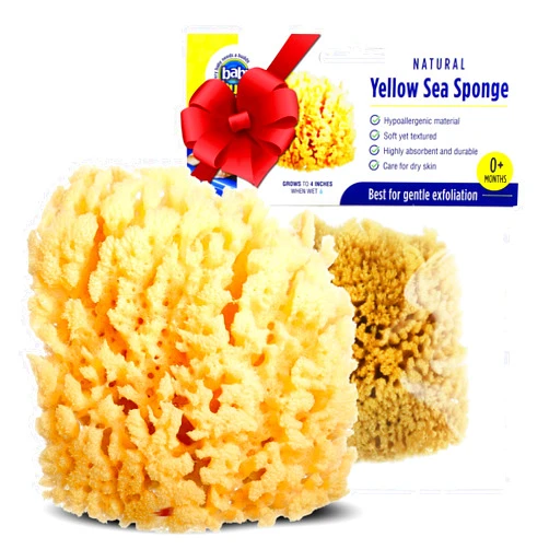 Baby Buddy Natural Yellow Sea Sponge, Newborn Bath Time Essential, Soft and Gentle for Tender Skin, Hypoallergenic and Biodegradable, 1 Pack