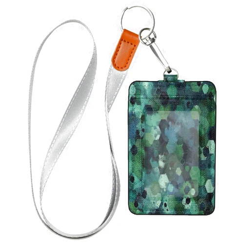 Kigai Dark Green Texture ID Card Holder with Detachable Lanyard Easy Swipe Premium PU Leather Cards Holder Id Card Holder for Office School Outdoor