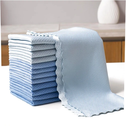 JOYMOOP Fish Scale Streak Free Magic Glass Window Cleaning Cloth, Microfiber Cleaning Cloth, Reusable Absorbent Shiny Wipes, Microfiber Towels, Lint Free Dish Drying Polishing Towels, 5 pcs