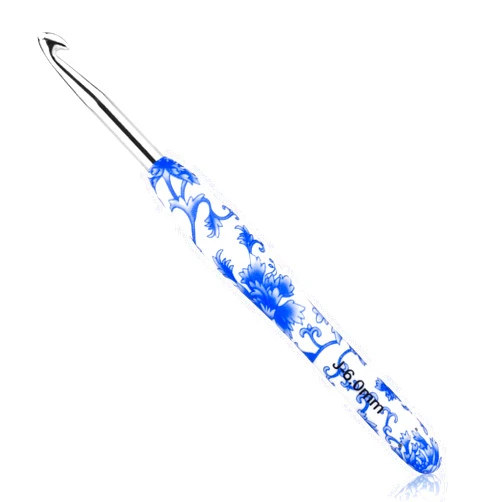 BCMRUN 6 mm(J) Crochet Hook, Ergonomic Handle for Arthritic Hands, Soft Rubber Grip Extra Long  Knitting Needles for Beginners and Knitting Crocheting Yarn (6.0mm-J)