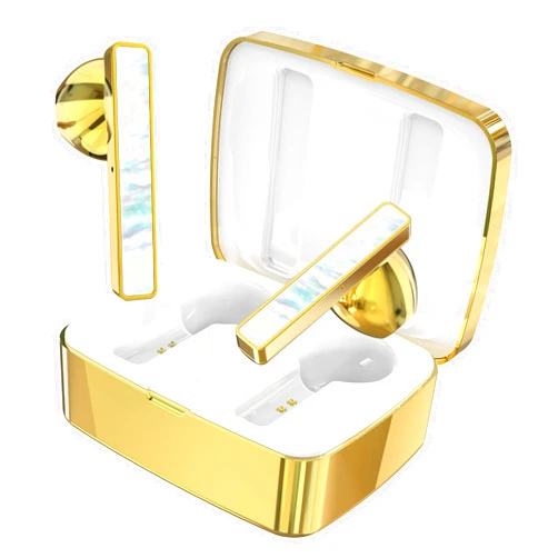 R'hllor Valentine’s Day Gift for Her, Gem-Inlaid Design in-Ear Headphones, Bluetooth 5.4 Noise Cancelling Wireless Earbuds, IPX5 Waterproof Ear Buds & Earring-Style Earbuds with Luxury Gift Box, Pear White
