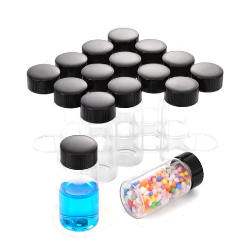 Njvial 16Pcs 25ml Small Glass Vials with Lids Lab Sample Vials Empty Refillable Perfume Travel Mini Glass Bottles with Screw Caps for Essential Oils