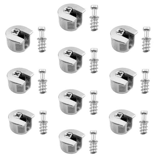 AYLIFU Thread Cam Lock Cabinet Shelf Holders Holder Bracket Stud Pin Silver Height 13.5mm/0.53inch for Closet Furniture Wooden Cabinets 10PCS