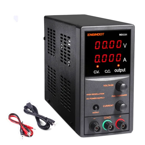 ENGINDOT DC Power Supply Variable, ENGINDOT 30V 5A Adjustable DC Bench Power Supply with 4 Digit LED Display, Data Hold, Coarse and Fine Adjustment (10mV, 1mA) with 110V/45.3